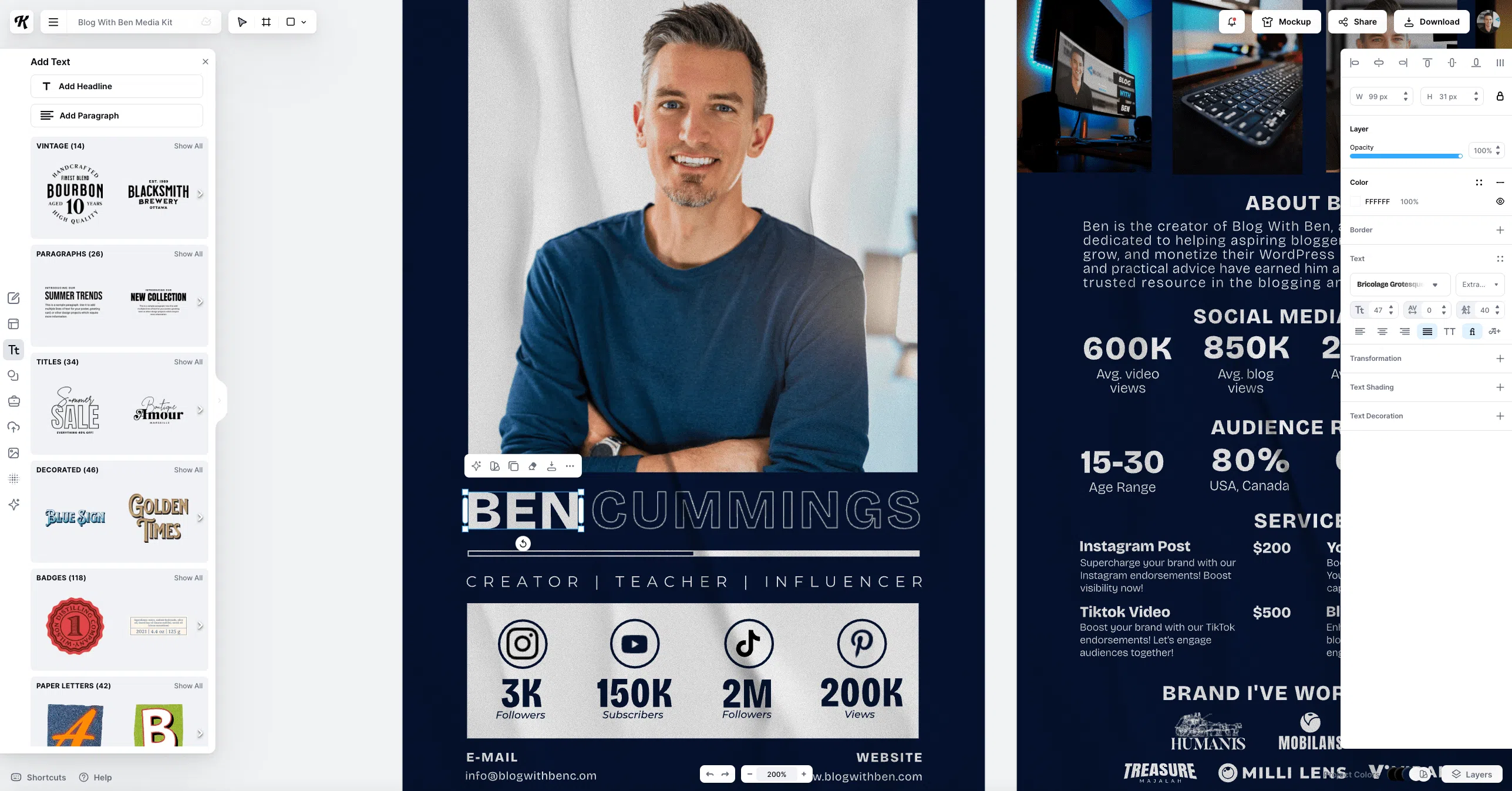 how to create a media kit with kittl blog with ben